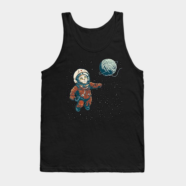 Space Cat with Yarn Ball Tank Top by sketchboy01